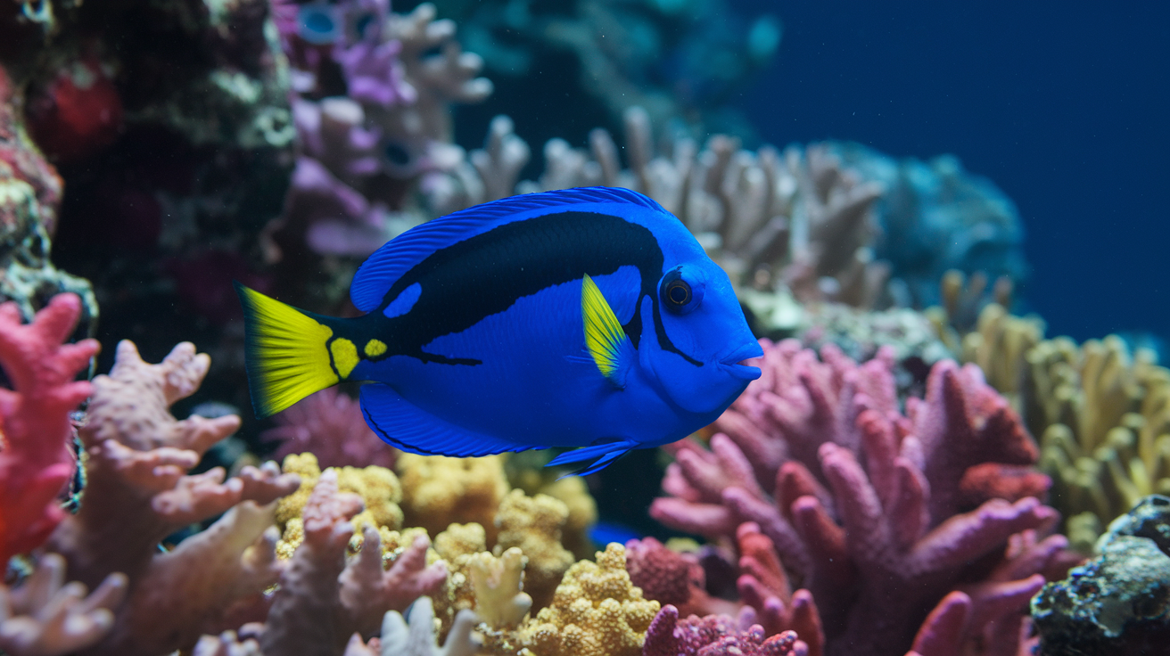 Fiche espèce marine : Le Tang bleu, joyau électrique des récifs caribéens